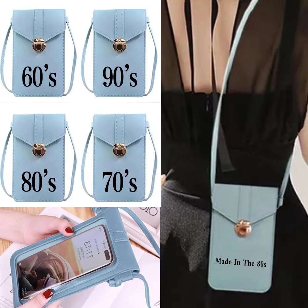 Unisex Shoulder Bags Handbags Touch Screen Cell Phone Case Cover Universal Crossbody Bag Wallet Years Printing Phone Pouch