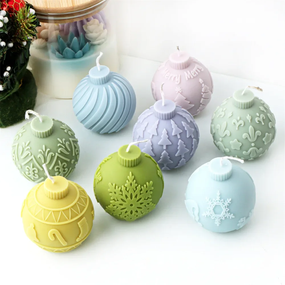 

New Christmas Bell Ball Silicone Candle Mold Snowflake Christmas Tree Resin Plaster Epoxy Resin Molds Scented Candle Making Kit