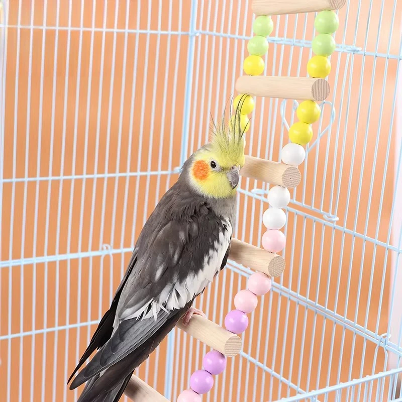Solid Wood Parrot Toys Climbing Ladder Cloud Ladder Parrot Specific Swing Birdcage Hanging Ring Stress Relief Playthings