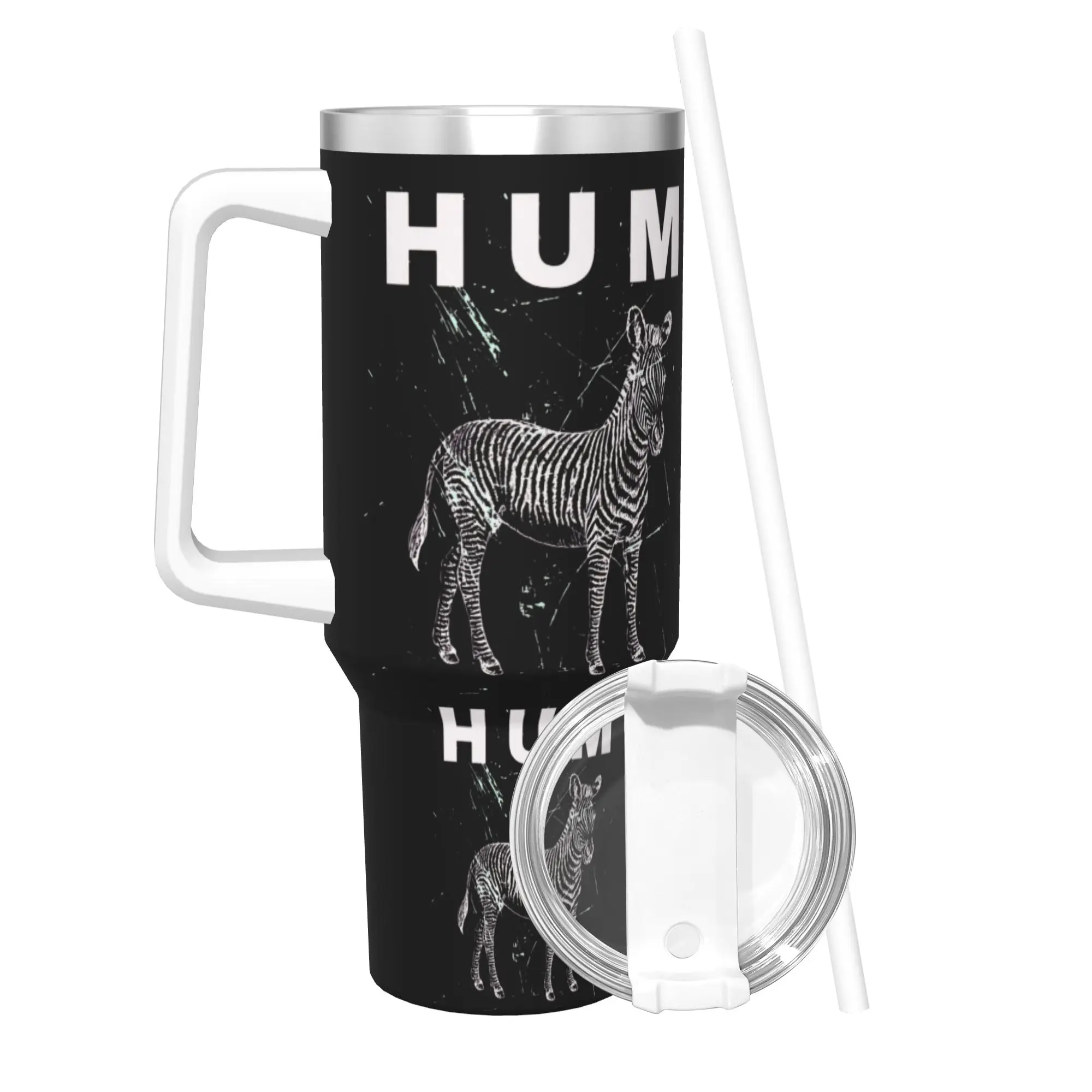 

Hum Band Insulated Tumbler with Straws Stainless Steel Thermal Mug Double Wall Car Bottle Cups, 40oz