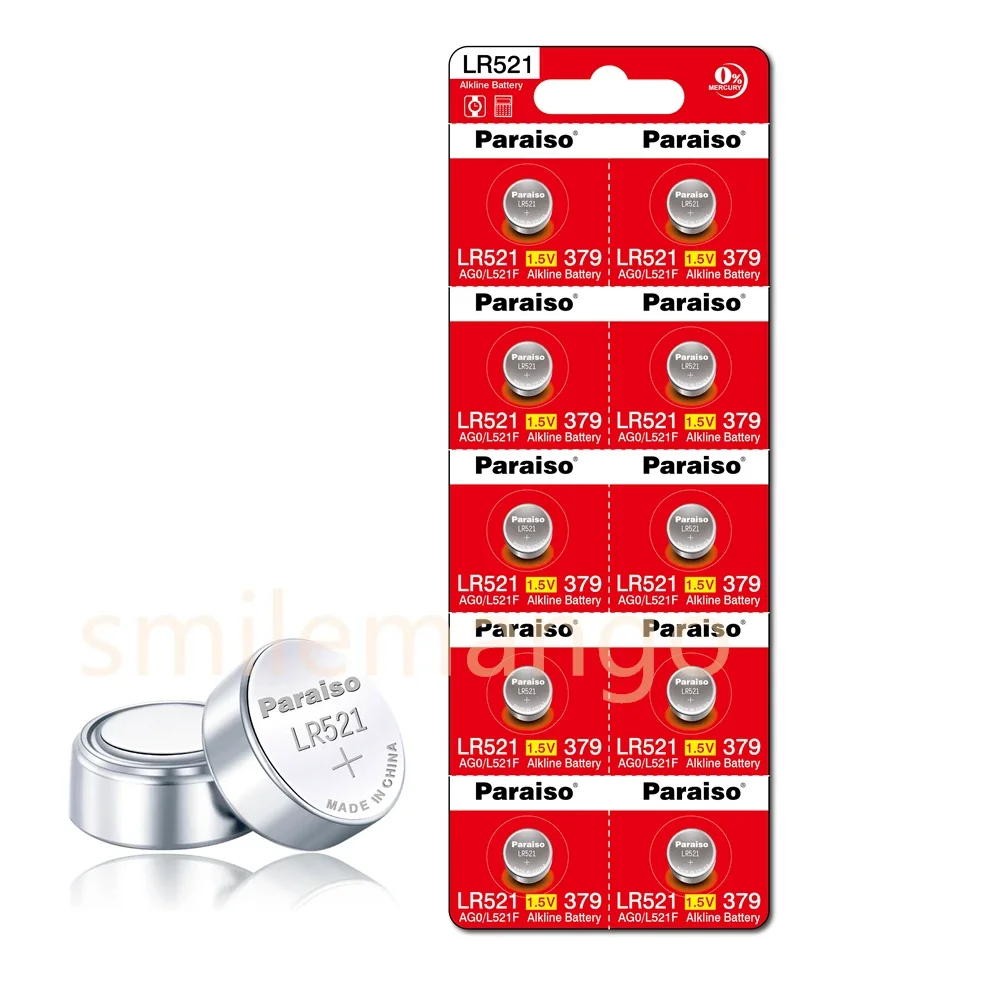 NEW High-Capacity LR521 AG0 Button Batteries SR521SW 379A 379 179 D379 SR63 1.5V Alkaline Coin Cell Silver OxideWatch Battery