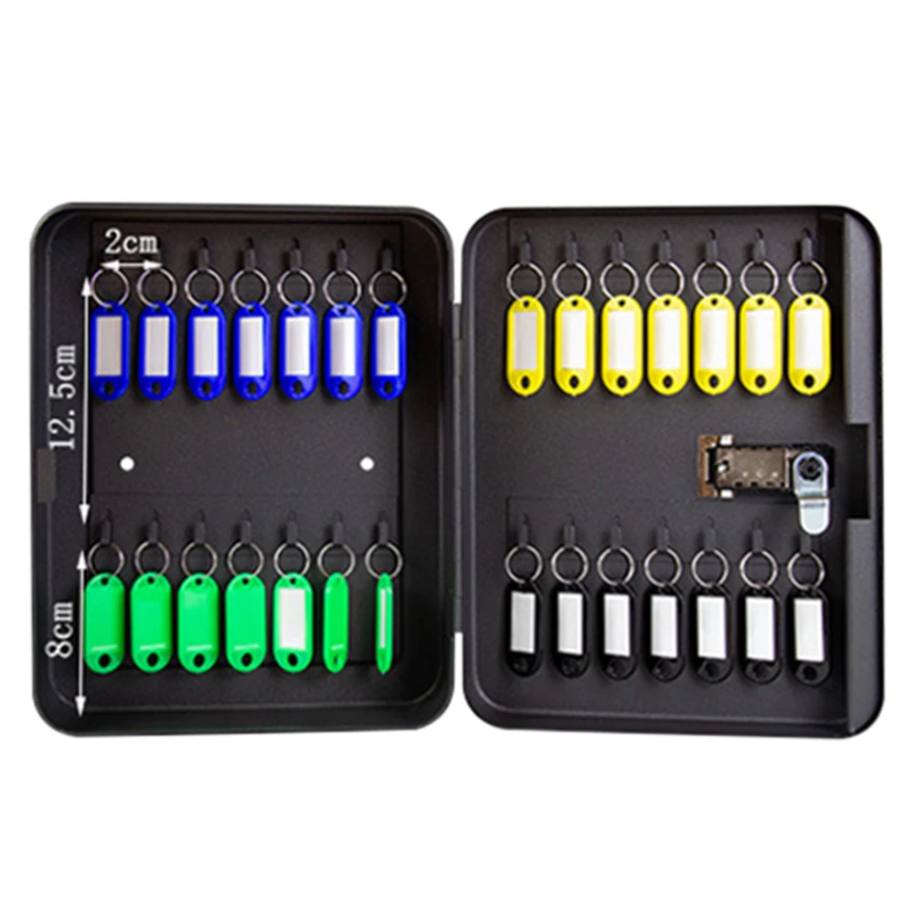 Caixa de segurança na parede com fechadura, armário moderno chave, organizador durável do armazenamento, casa portátil do escritório do metal, 6 chaves, 28 chaves