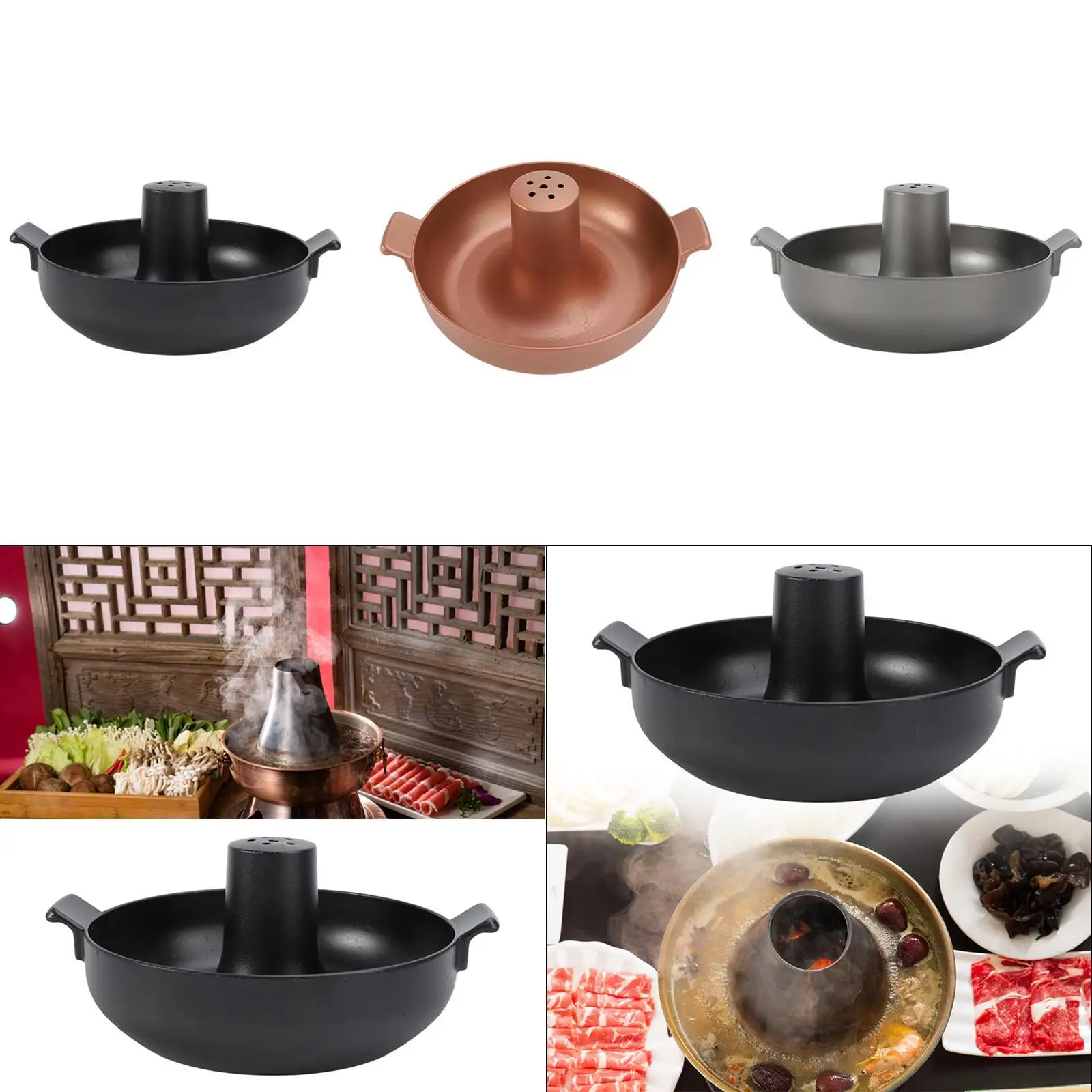 Beijing Lamb Hotpot Ramen Pot Handmade Gas Thickened China Chafing Dish for Parties Restaurant Home Commercial Caterers Picnic