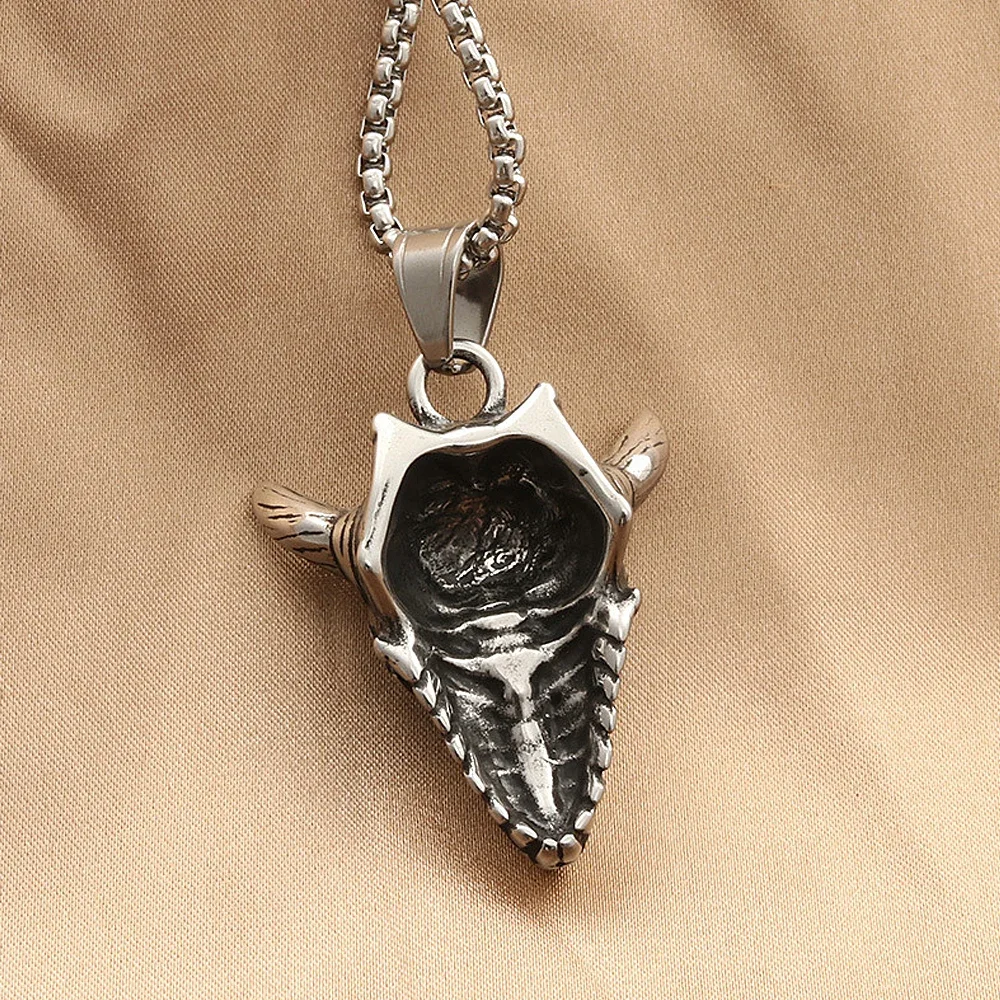 قلادة من الفولاذ المقاوم للصدأ برأس ماعز للرجال ، خمر ، فاسق ، هيب هوب ، ديفيد ، نجمة ، جمجمة ، مجوهرات قوطية ، هدايا ، 316L