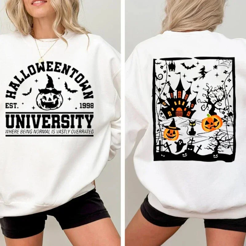 Vintage Halloween town est 1998 Sweatshirt, doppelseitiger Druck Halloween town Uni Hoodie, Halloween Party Tops, Kürbis Herbst