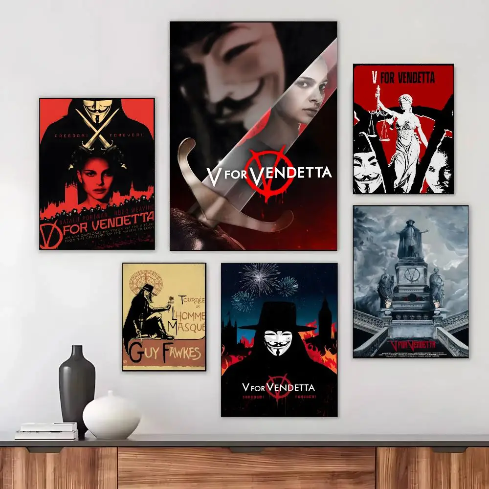 V For Vendetta Movie Dark Dystopian Poster Modern Aesthetic Wall Art Print Minimalist Bedroom Living Room Home Decor Gift