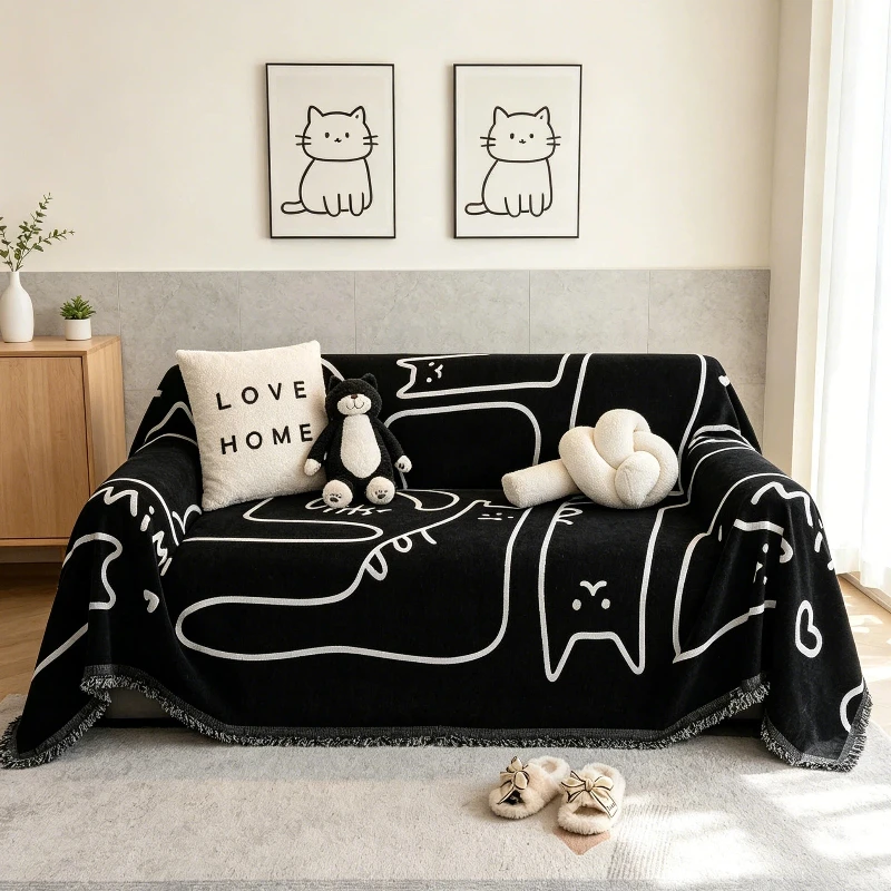 Autumn And Winter L-Shaped Sofa Towel Anti Slip Soft Sofa Cover Breathable Sofa Protective Cover Living Room Corner Sofa Home