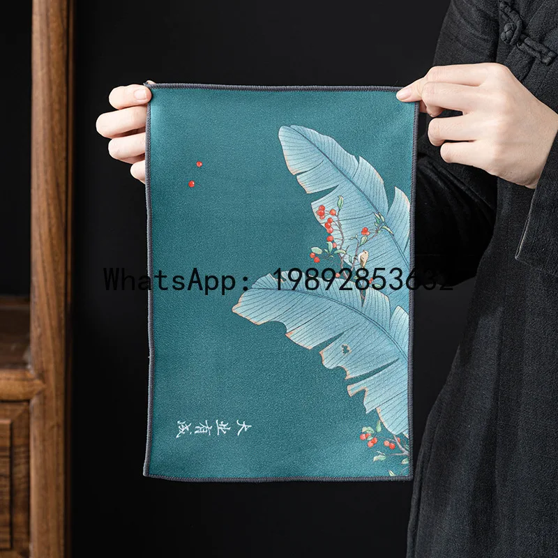 HYS painted tea cloth absorbent tablecloth Chinese tea set accessories teapot rag