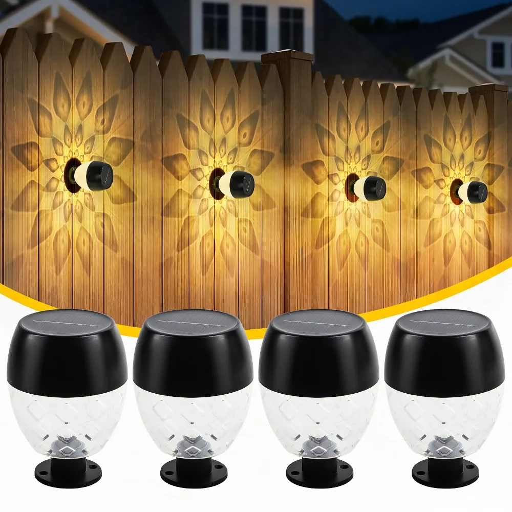 

4Pcs Warm Light LED Solar Wall Light Cute Waterproof Outdoor Sidewalk Light Energy Saving Solar Garden Light Outdoor