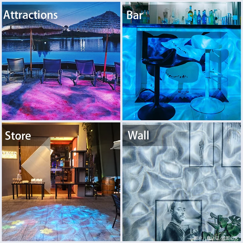 โปรเจคเตอร์กันน้ำสำหรับภายนอกอาคาร ไฟเวที ไฟตกแต่งภูมิทัศน์ สำหรับงานปาร์ตี้ ฉายแสงเอฟเฟกต์คลื่นน้ำ โปรเจคเตอร์คลื่นน้ำ โปรเจคเตอร์มหาสมุทร