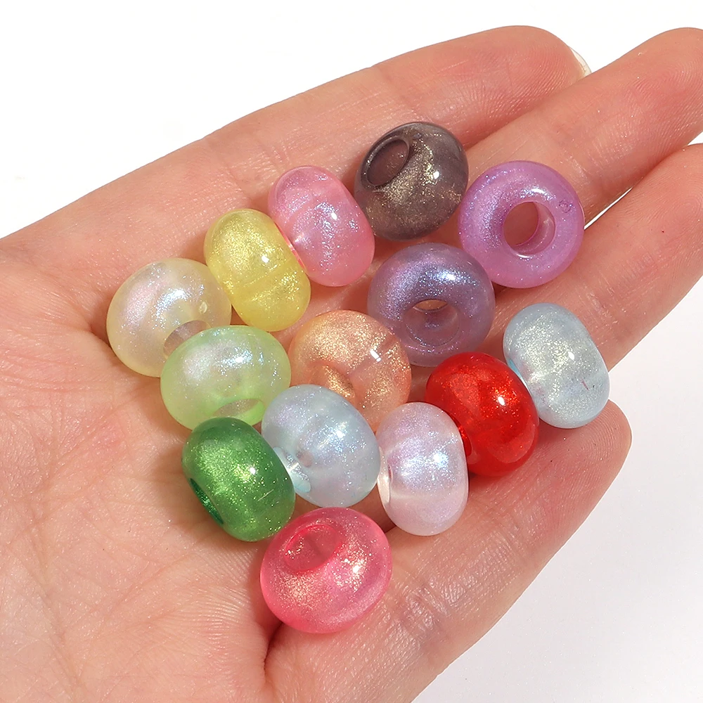 30 Stück zweifarbige Acrylperlen mit großen Löchern, lose Abstandsperlen für DIY-Handarbeiten, Armbänder, Schlüsselanhänger, Schmuckherstellung – Detail 7