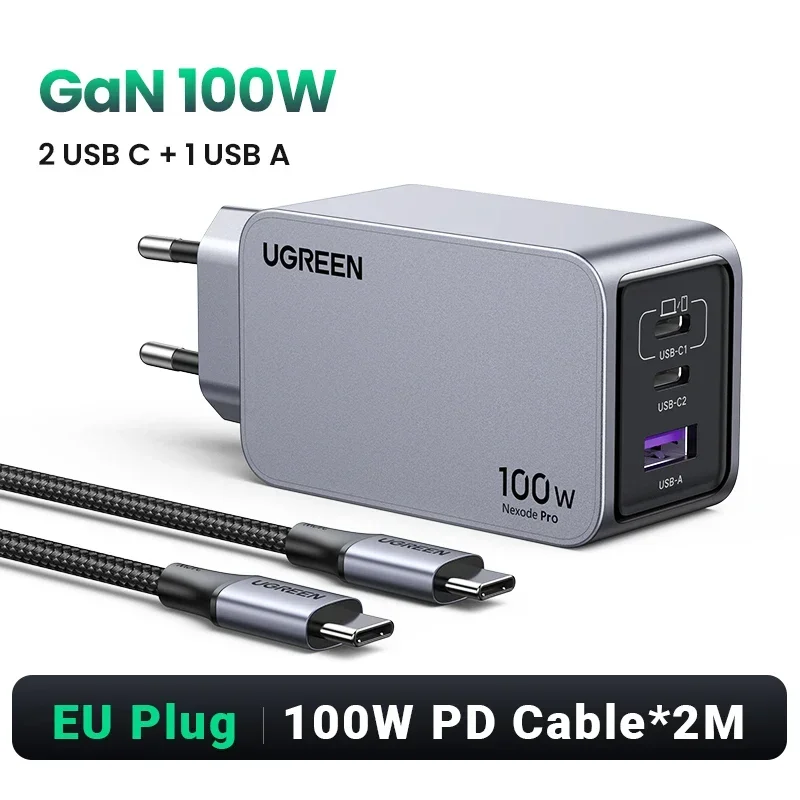 Top! 100W GaN Charger USB C Charger QC4.0 3.0 Quick Charge For Macbook Laptop Tablet PD Fast Charger For iPhone 16 15 14 Pro