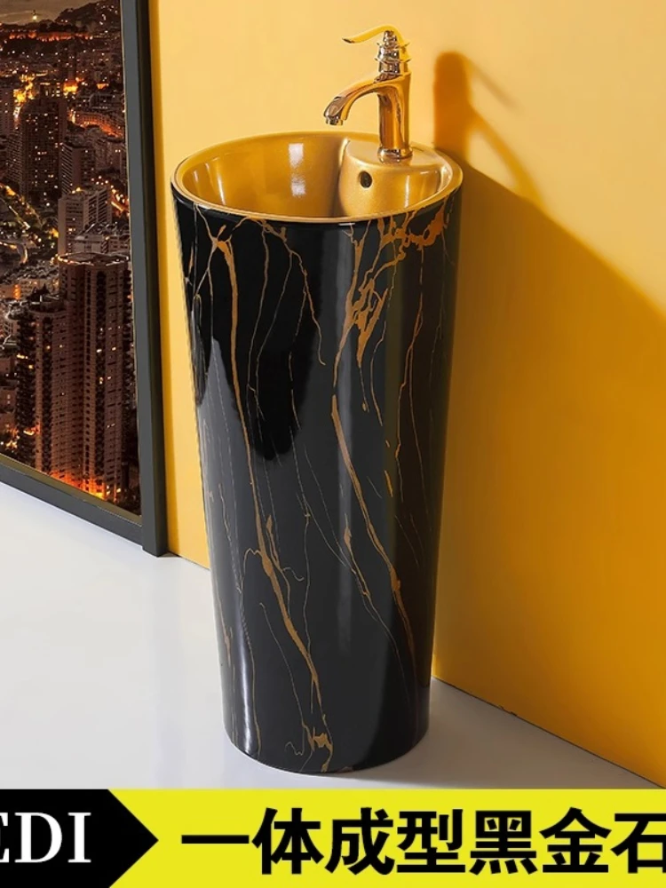 Y  Premium connected column basin, high-end marble patterned column basin, artistic washbasin