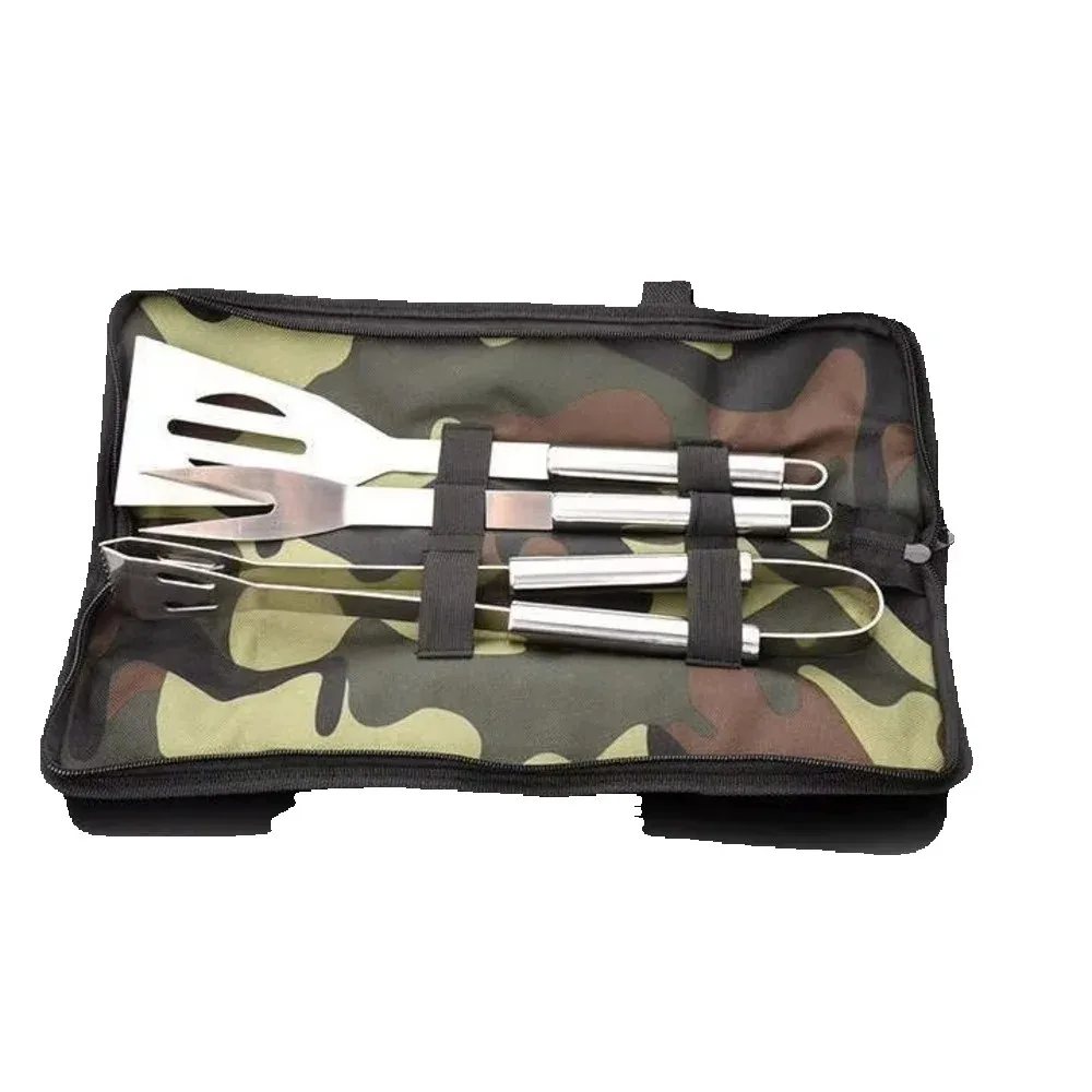 Dhl 20Set Practical Camouflage 3 Pcs Bbq Grill Tools Set Thicker Stainless Barbecue Accessories Tongs Wholesale