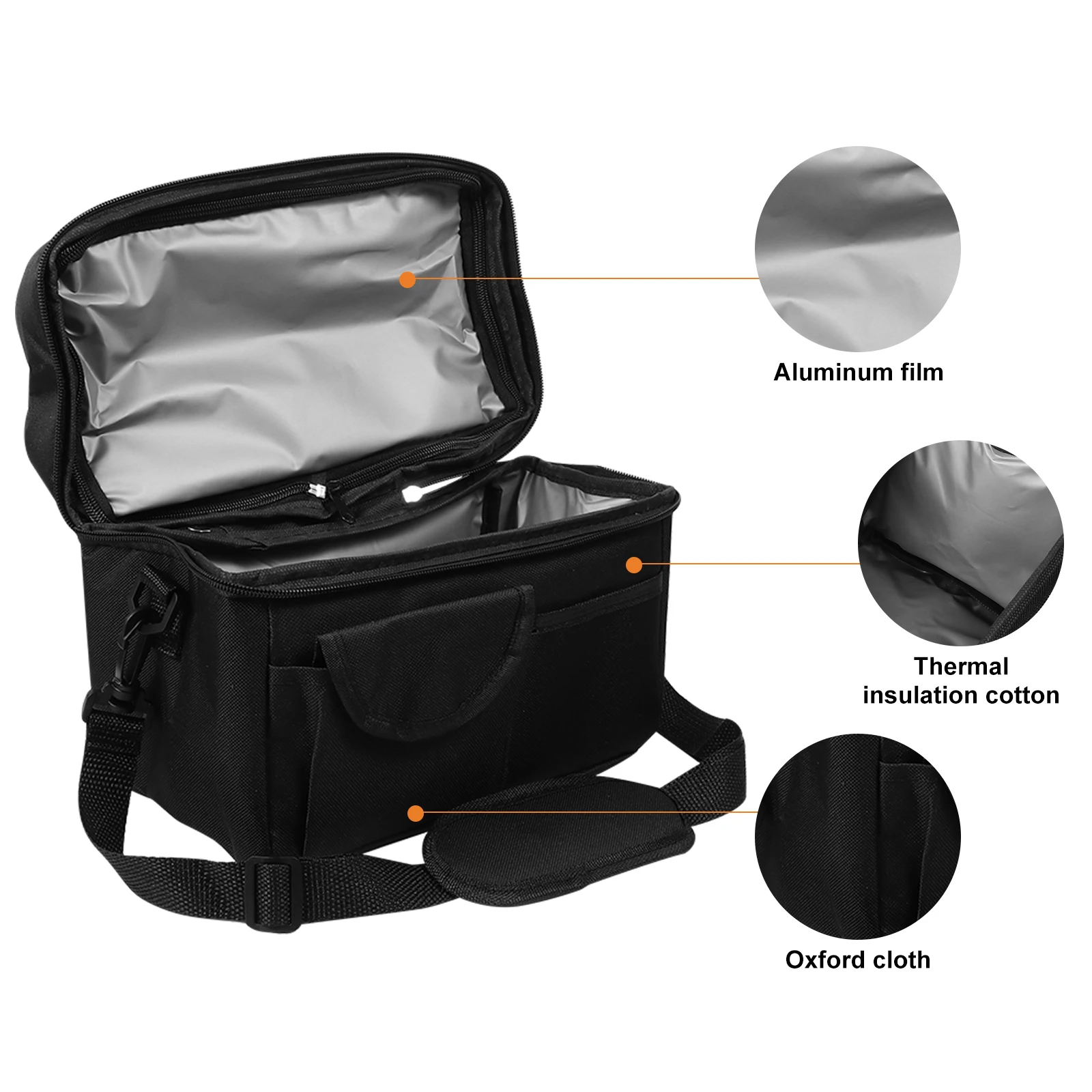 

Large Capacity Insulated Portable Picnic Cooler Waterproof Black Aluminum Film Wear-Resistant Storage for Outdoor Office Kitchen