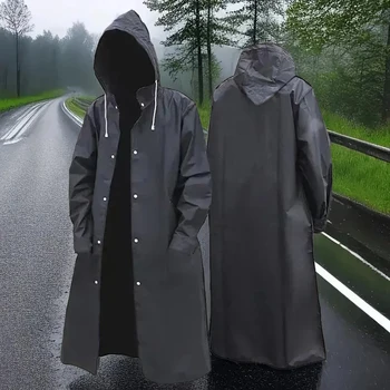 Disposable Portable EVA Raincoats for Adults Reusable Rain Ponchos Outdoor Motorcycle Cycling Hiking Hooded Lightweight Raincoat