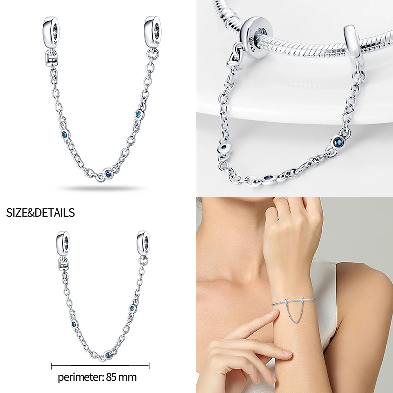 2023 New in Original Style Animal Dog And Bee Safety Chain Fits Pandach Bracelet For Women Silver Jewelry Party Birthday Gift