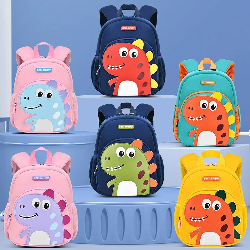 Baby New Kindergarten Backpack Cartoon Cute Dinosaur School Bags Anti Lost Boys and Girls Waterproof Small Bag Child Kid