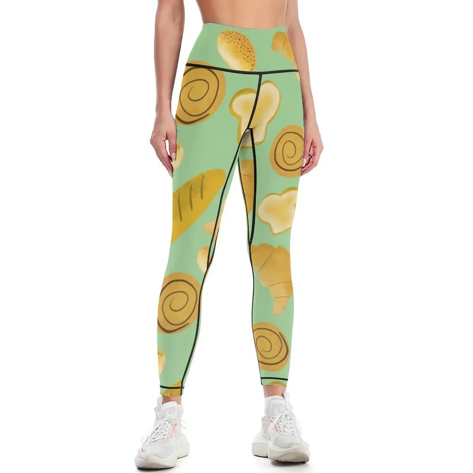 

bread lover pattern, carb lover Leggings Women's sports Fitness woman exercise clothing for fitness set gym Womens Leggings