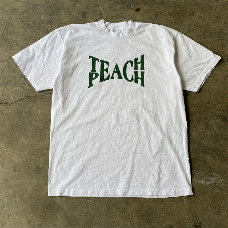 Xiao Chen Story Multi 260g Heavyweight Pure Cotton Loose Basic Casual Short Sleeve T-Shirt Letter Print Trendy Brand