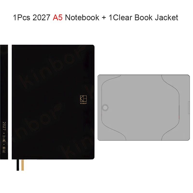 Kinbor 2027 Jahres-Tagesplaner, A5/A6 Weiches PU-Leder 52g Bachuan-Papier Elegantes Tagebuch für Dankbarkeit & Ziele