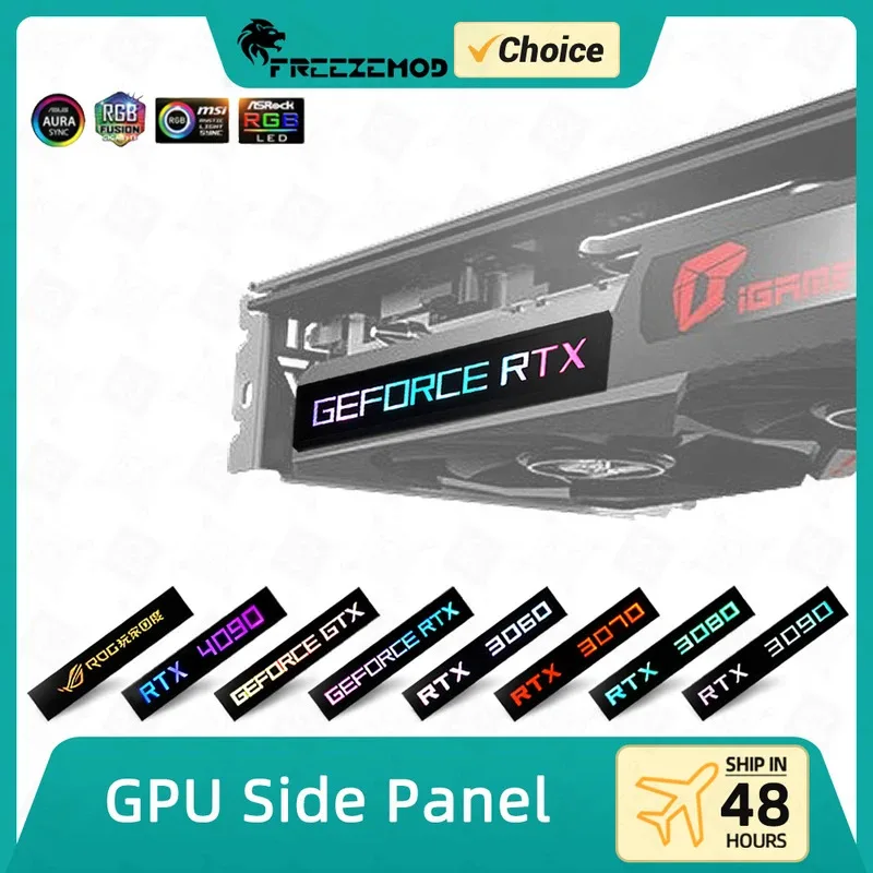 

FREEZEMOD GPU Side Panel RTX3090 GTX ROG PC Decoration Video Card Plate Faith Lamp Water Cooler AURA SYNC Liquid Cooling ARGB