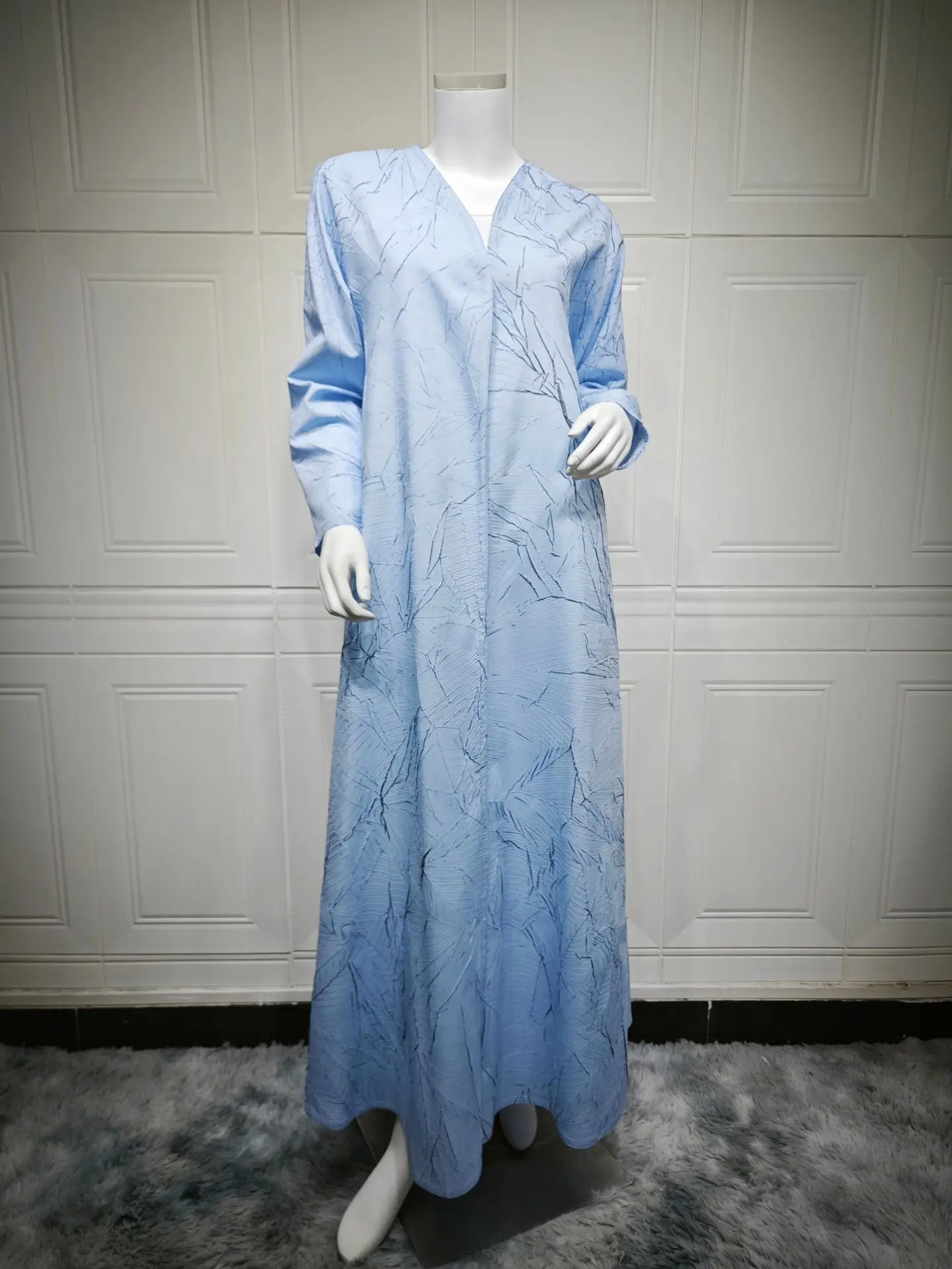 Femmes musulmanes mode d'été Texture Jacquard manteau à manches longues femmes musulmanes manteau Robe Abaya