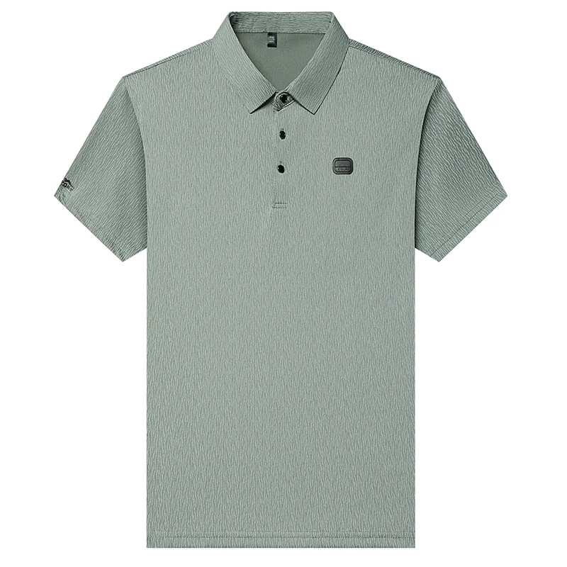 Herren Kurzarm-Poloshirts mit Vertikalen Streifen Lässige Leichte Atmungsaktive Oberteile mit Logo-Emblem für Männer – Detail 23