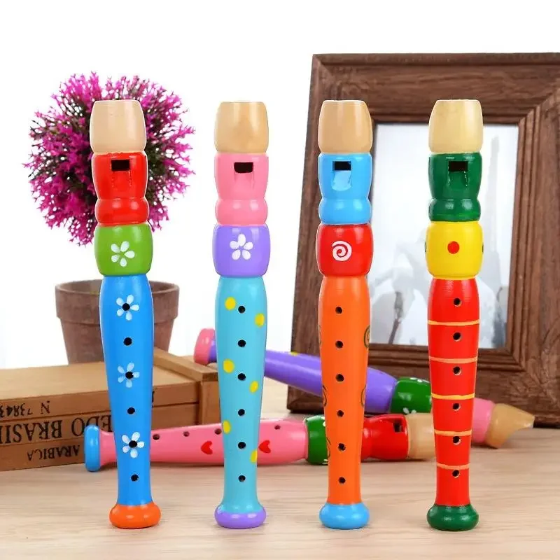 Wooden Piccolo Flute Sound Musical Instrument Early Education Toy Gift  for Baby Kid Child