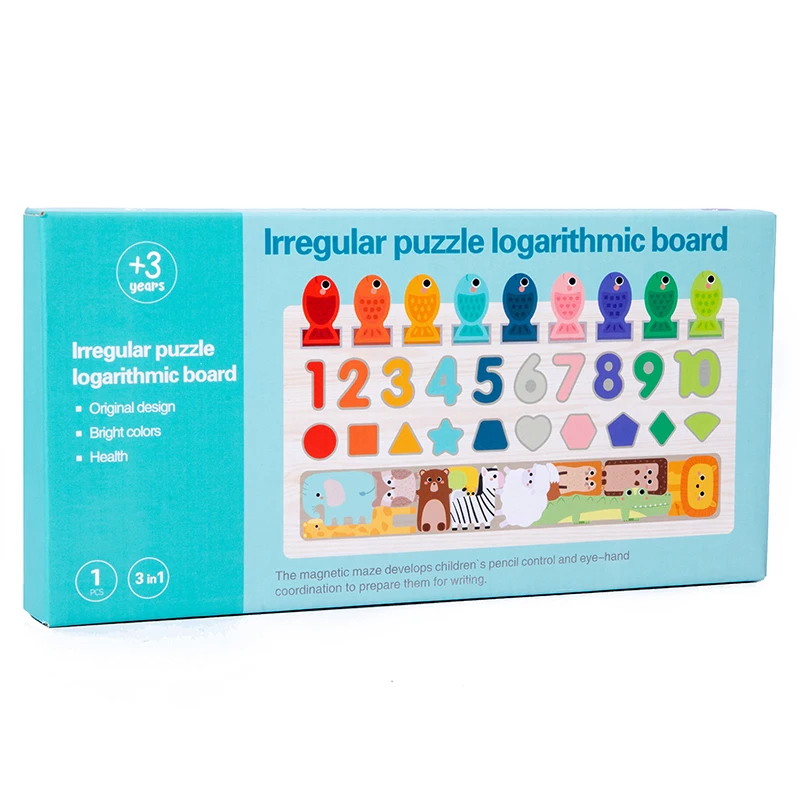 Holz puzzle Kinderspiel zeug Montessori Vorschule rziehung Form Nummer Tier lernen passende Puzzlespiel Kinder Geschenk Spielzeug