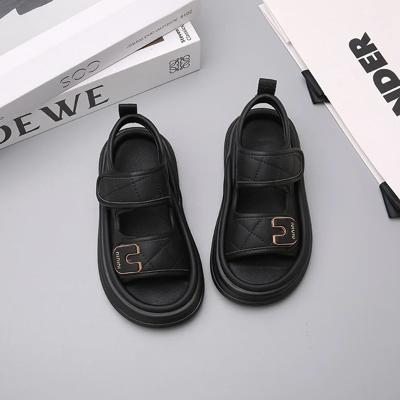 Children Summer Sandals Baby Anti-slip Wearable Summer Shoes Girls Solid Color Hook Sandals Boys Breathable Beach Sandals