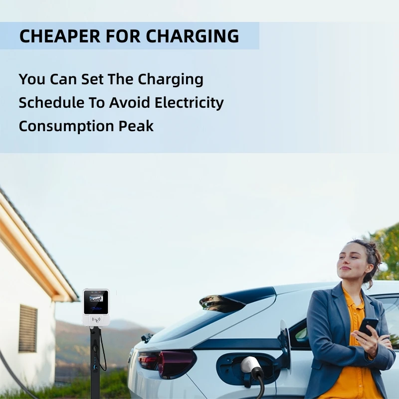 EV Charging Station 7/11/22KW Electric Vehicle Car Charger 32A EVSE Wallbox Wallmount Type2 IEC62196 Type1 with APP Wifi Cards