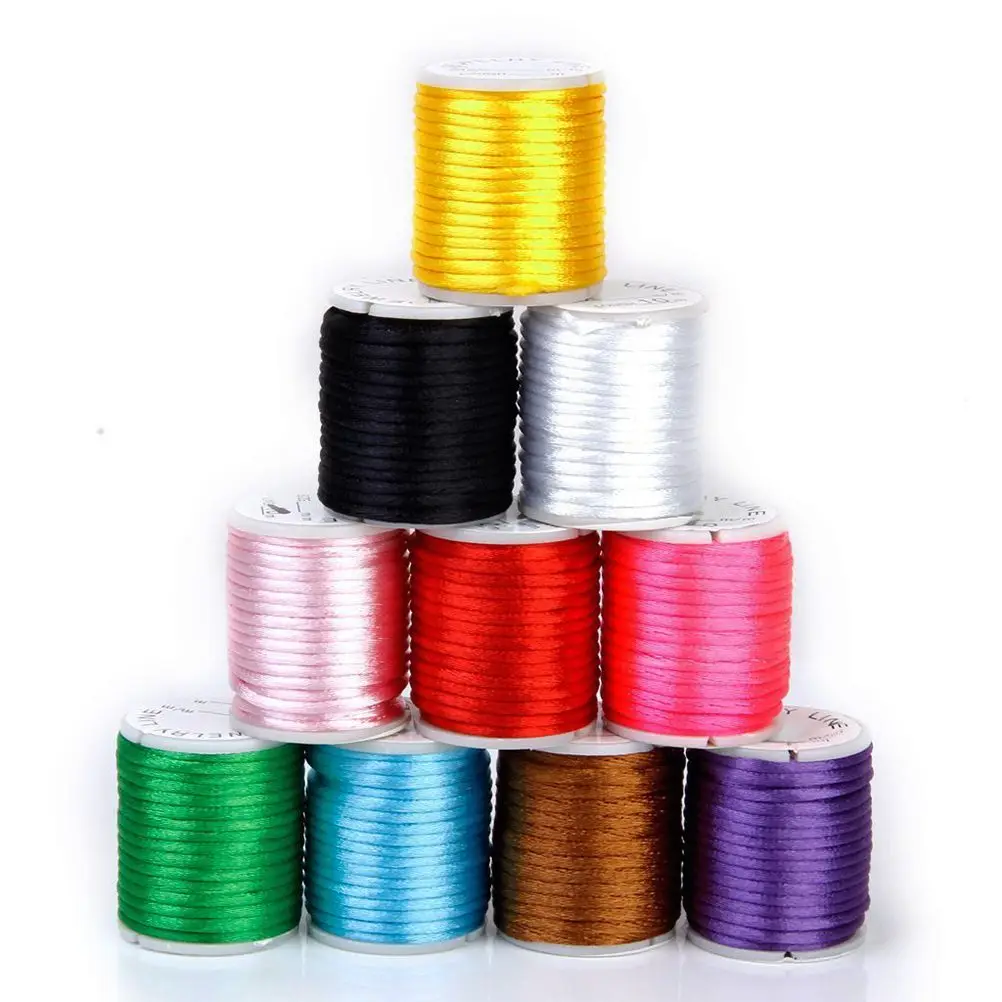 

10 Pcs 2mm Nylon Beading Cords 13 Feet Length Mixed Color Jewelry Making String Knitting Cord DIY Craft Supplies