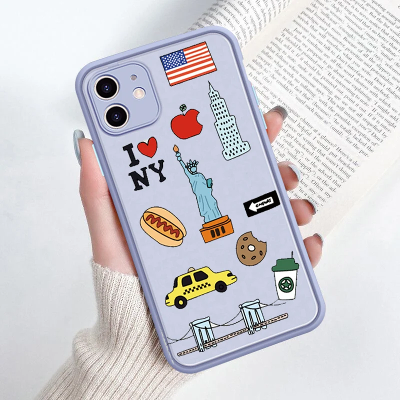 New Statue of Liberty Phone Case For iphone 14 13 12 11 Pro Max XS X XR SE 7 8 Plus Case Hard Matte Cover Fundas Art Label Cover