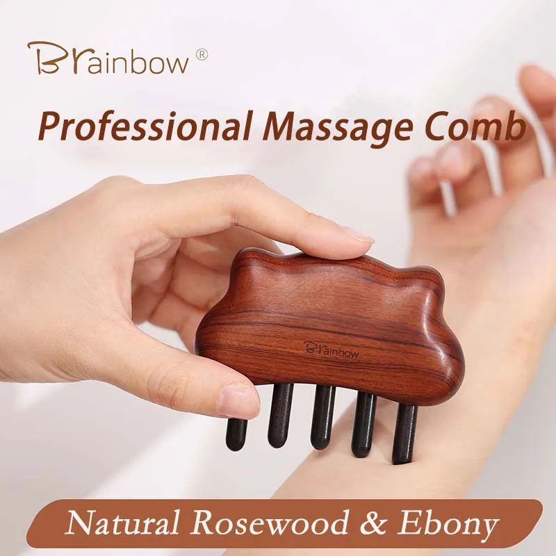 Brainbow Natural Wooden Scalp Massager Massage Comb Painless Hair Growth Stimulator Body Neck Brush Relaxation Head SPA Tools