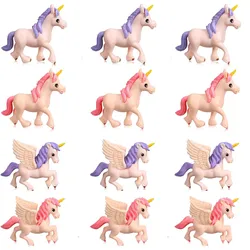 12Pcs MiniUnicorn Lovely Flying Horse Unicorn Figurine Unicorn Cake Toppers Figurines Birthday CakeTopper forUnicorn Theme Party