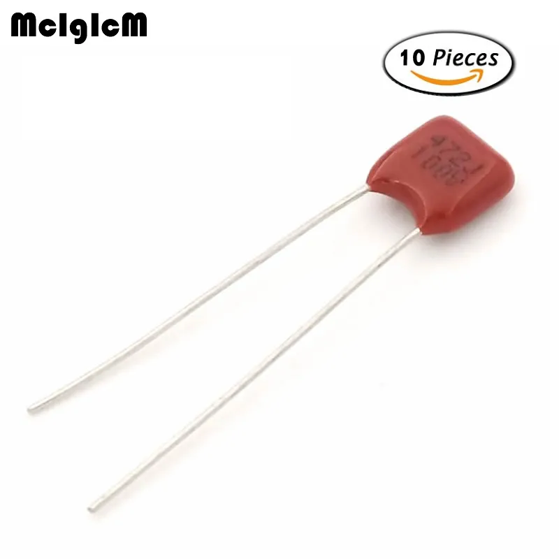 Capacitor do filme do polipropileno do CBB, 472, 4.7nF, 100V, 630V, 1000V, 5 milímetros, 10 milímetros, 4.7nF, 10 PCes