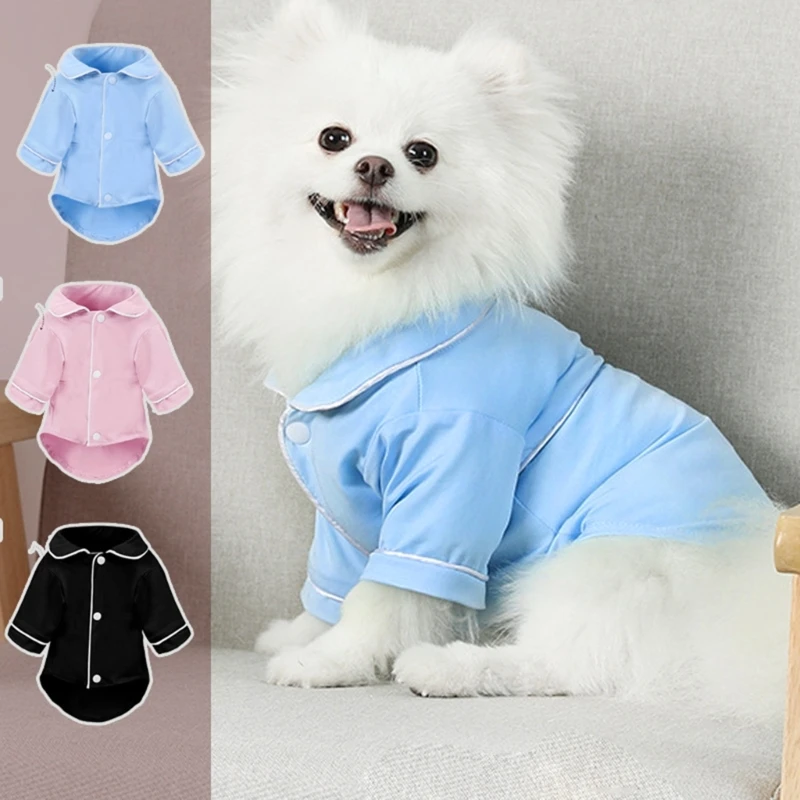 D0AD Dog Pajama French Styles Pet Clothes for Bichon 2-Leg Shirt Puppies Jumpsuit Loungewear Cats Sleepwear for Home