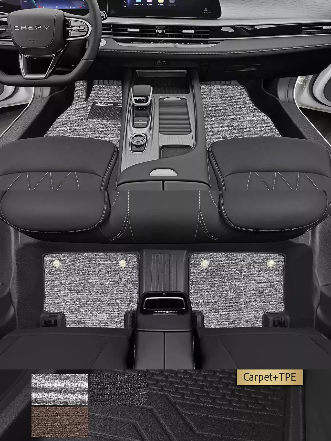 Left-Hand Drive Car Custom Fit Floor Mat For Chery Arrizo 8 Pro 2022-2026 Waterproof Wear-Resistant Odorless Full Coverage Mat