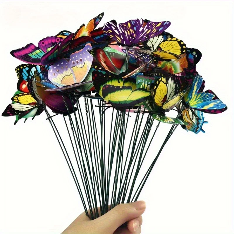 10Pc butterfly garden decoration,mix color PVC waterproof butterfly garden stakes,courtyard decoration,outdoor garden decoration