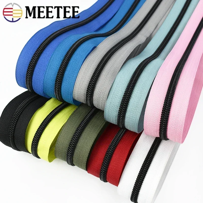 2-10M 5# Nylon Zippers By The Meter Roll Bulk Zip Tapes Clothes Shoes Bag Coil Zips Closures Repair Kit DIY Sewing Accessories