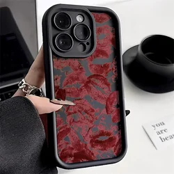 Sexy Girl Red Lips Phone Case for iPhone 15 11 12 Pro 14 13 Pro Max Candy Silicone Cover Shockproof Case Screen Protector Casing