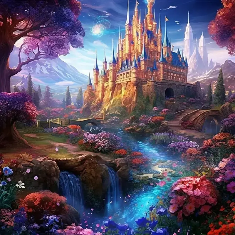 

CHENISTORY Full Diamond Embroidery Castle Scenery 5D Diamond Painting Mosaic For Adults Cross Stitch Set Home Decor