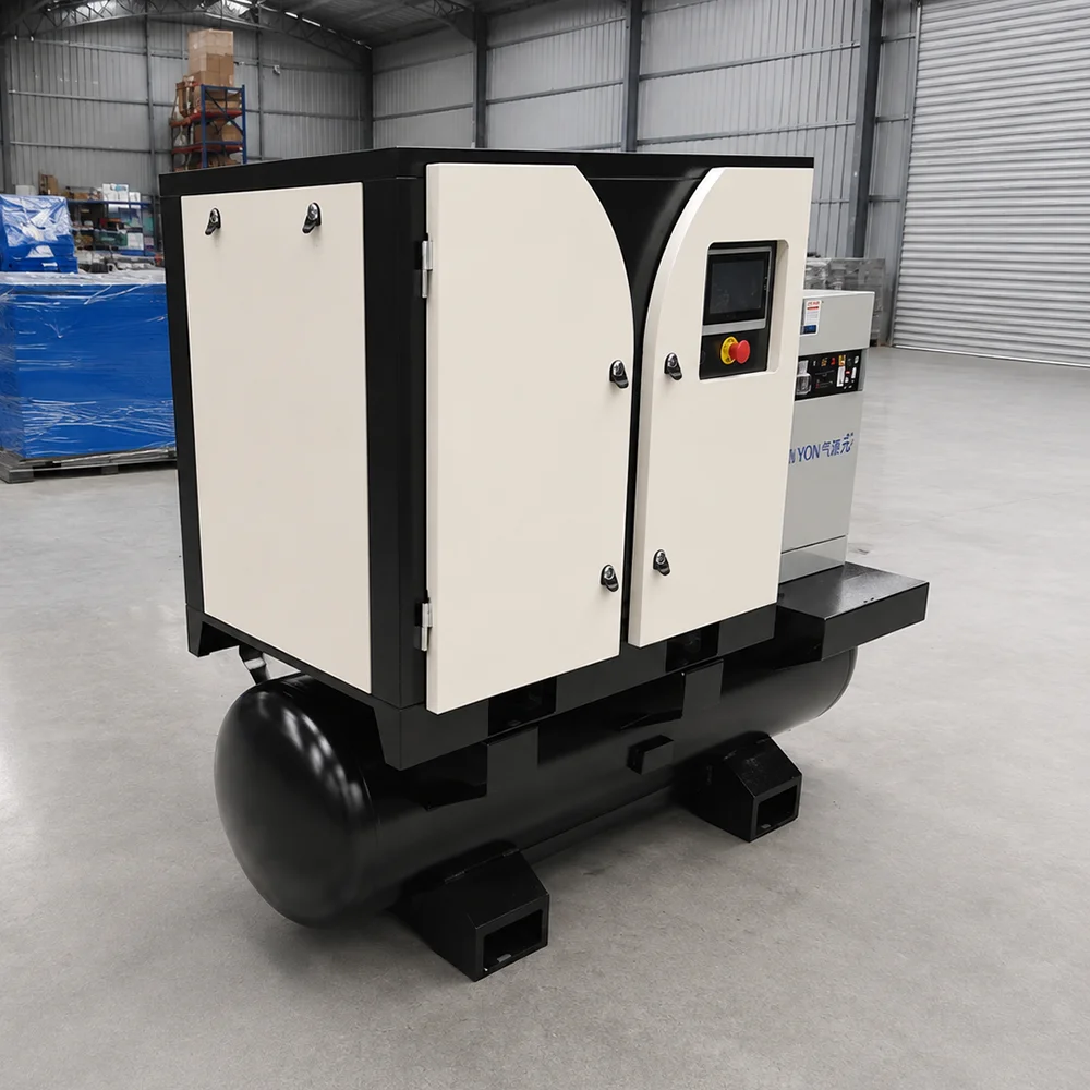 All in One Screw Air Compressor  300 Liter 7.5KW 10HP PM VSD with Dryer Tank Filter 10.5Bar 30CFM Engine & Motor Air Cooled