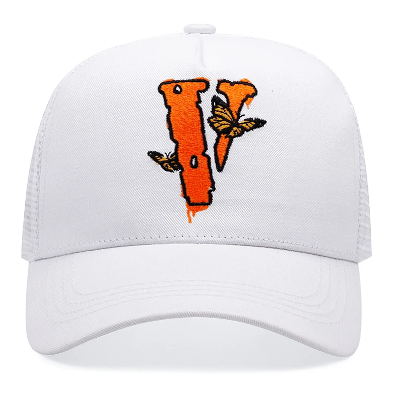 Butterfly embroidery letter V trucker hat men women baseball caps Shade mesh hat