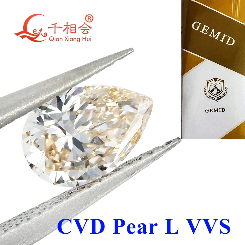 CVD diamond k L color 1.1ct 1.5ct  VS1/VVS1 clarity  pear  GEMID  certificated white color lab grown diamond loose stone