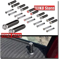 2Pcs Metal Safety Lock Pin Carbon Fiber Door Lock Pin Knob For Mini JCW Clubman Countryman R55 R56 R57 R58 R60 R61 F53 F54 F55