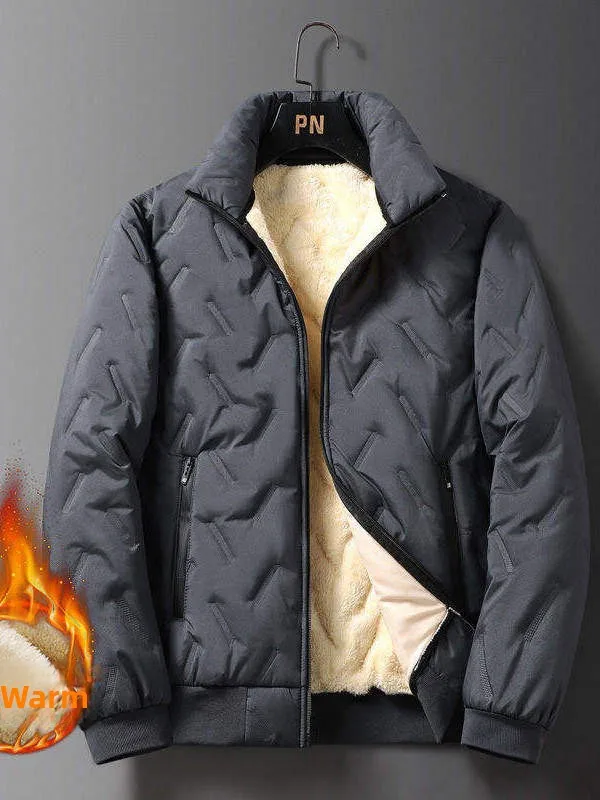 Men's Winter Thickened Fleece Jacket Zipper Hoodie Casual Loose Large Size Warm Cotton Clothes Lamb Velvet Coat with Zipper