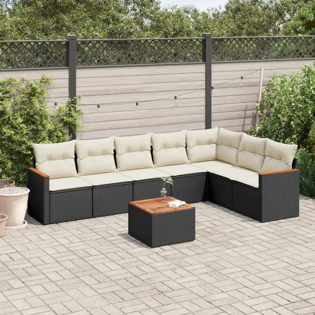 

Stylish Modular 8 Piece Black PE Rattan Garden Sofa Set for Outdoor Relaxation