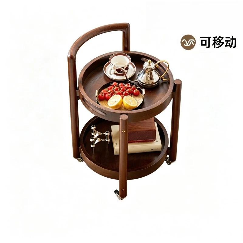 sofa side table mobile trolley table movable coffee sofa side cabinet side cabinet small round  small table